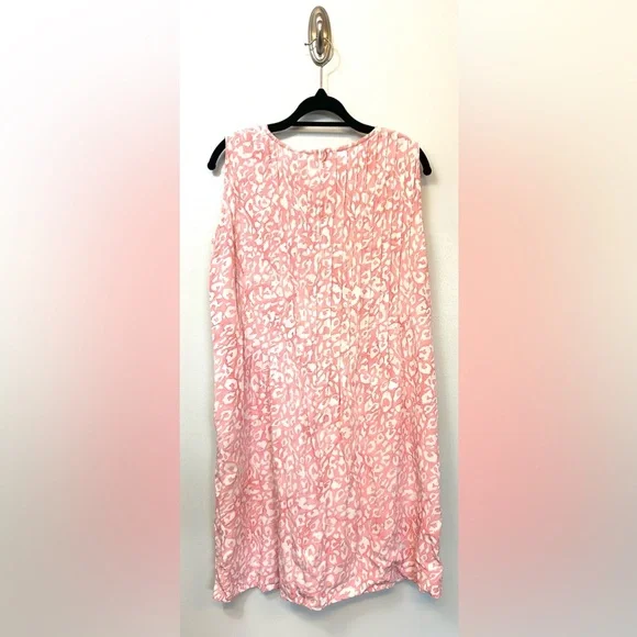 Go Fish Handmade Pleated Dress Sz Medium Pink Leopard Pleated Resort Beach Batik - Picture 3 of 5
